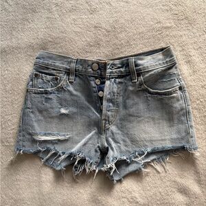 Levi's Light Blue Distressed Jean Shorts